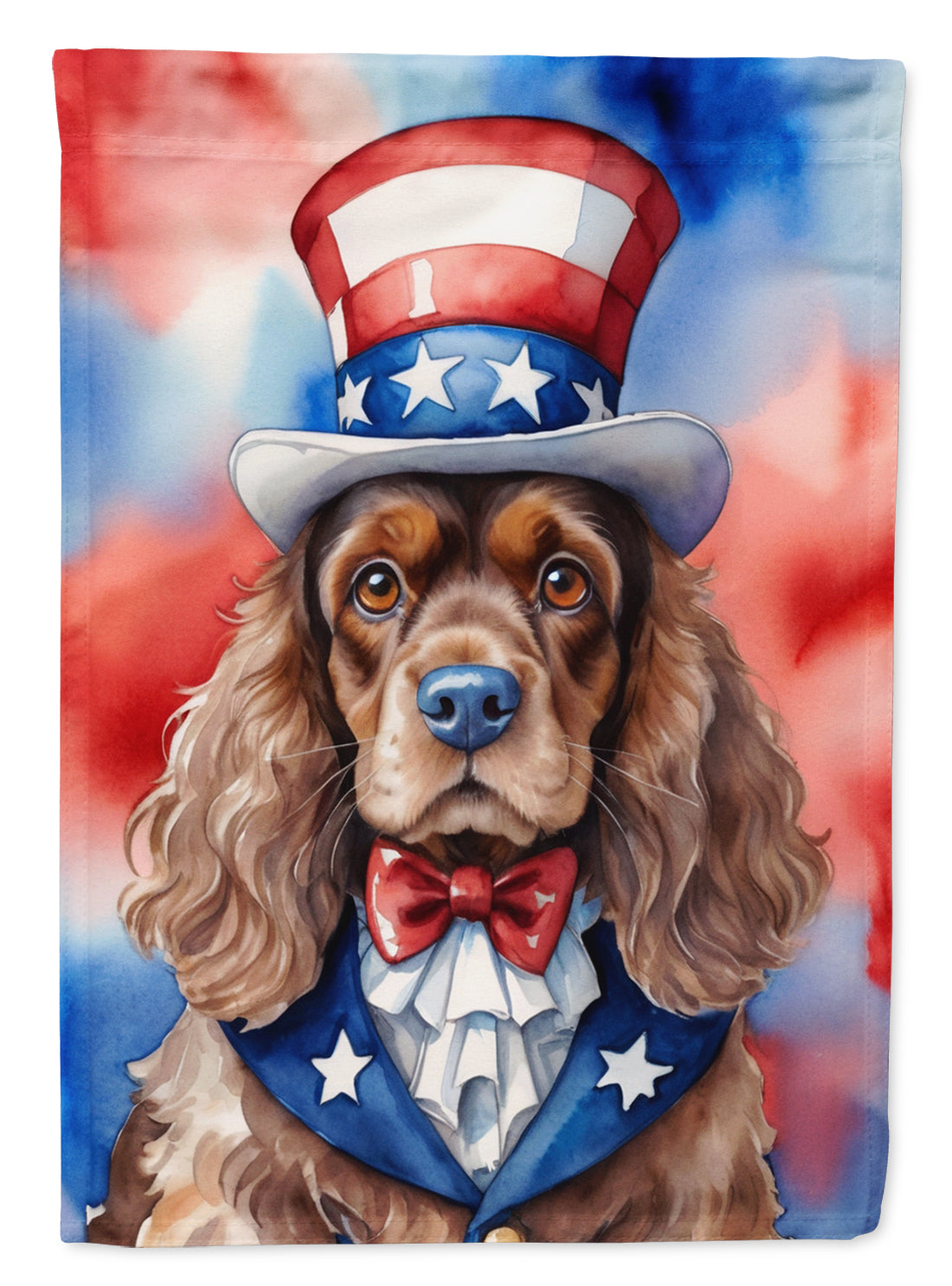 Cocker Spaniel Patriotic American House Flag