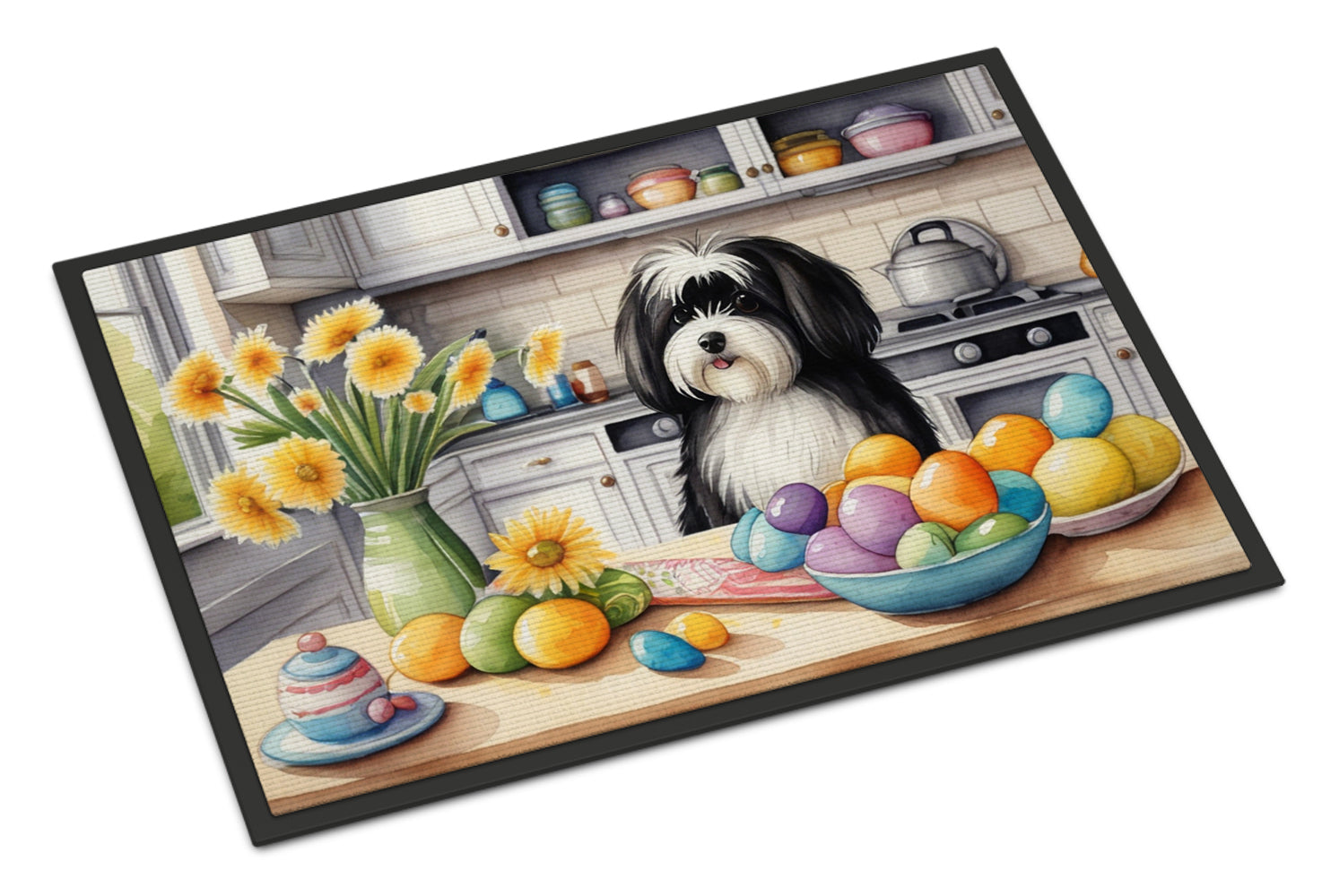 Decorating Easter Havanese Doormat