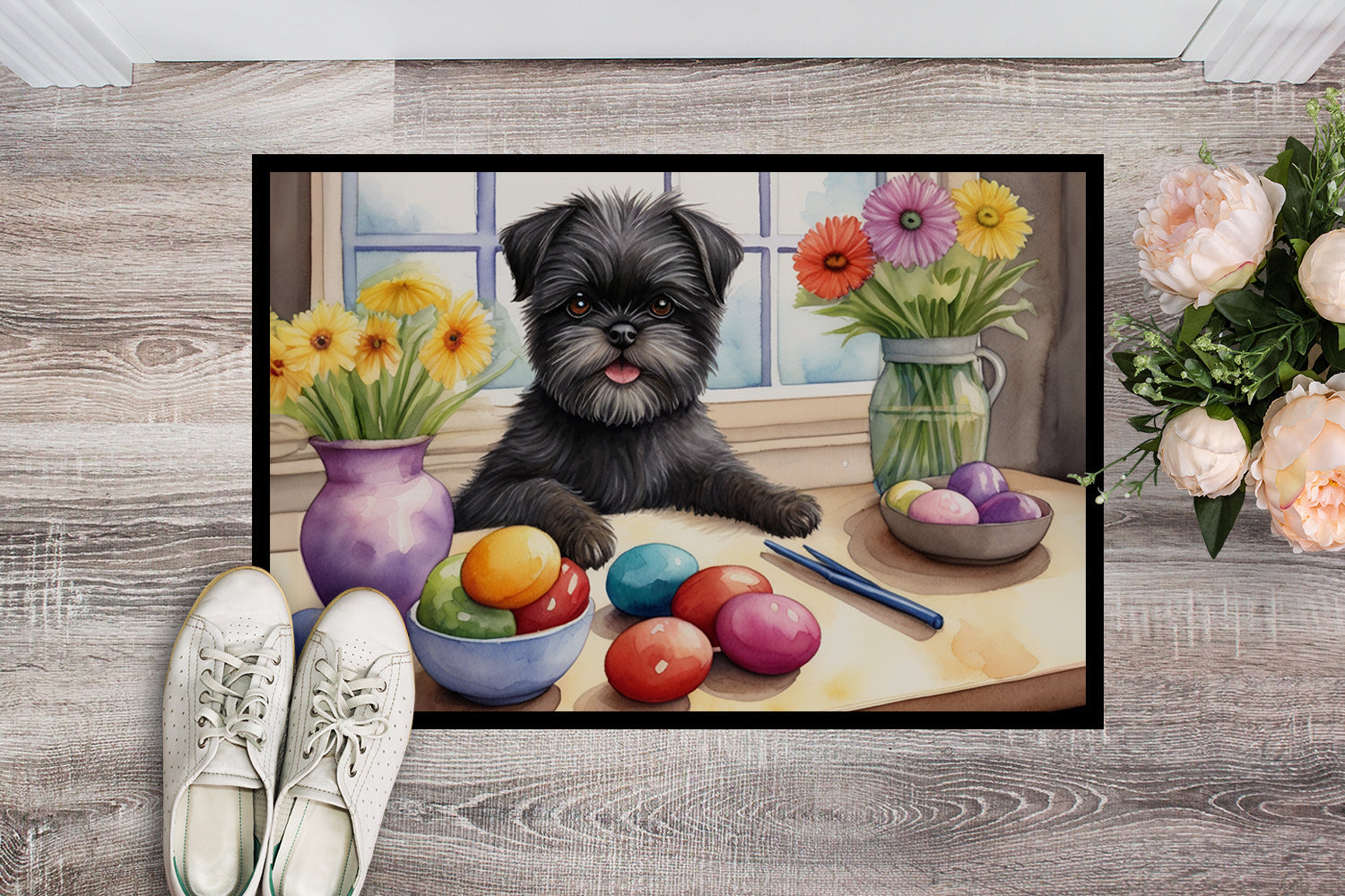 Decorating Easter Affenpinscher Doormat
