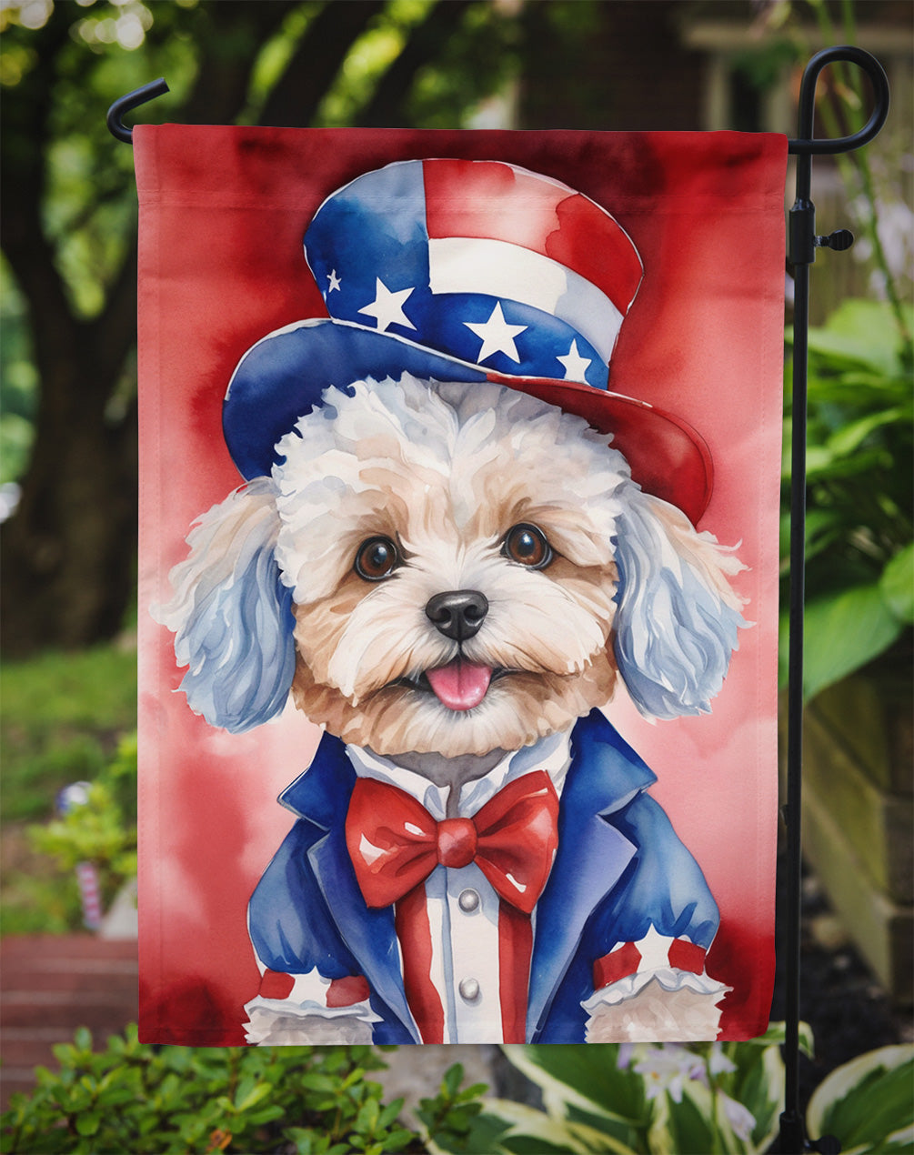 Maltipoo Patriotic American Garden Flag