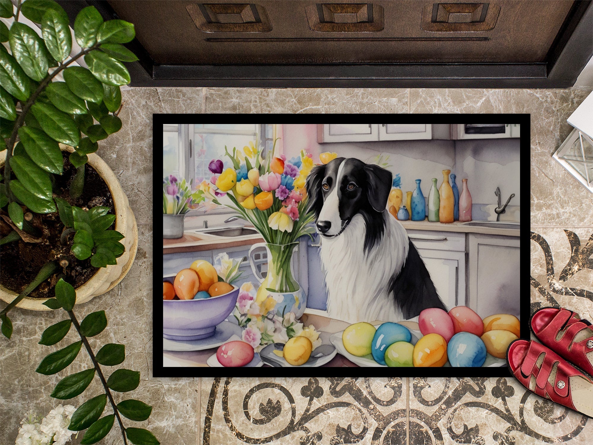 Decorating Easter Borzoi Doormat