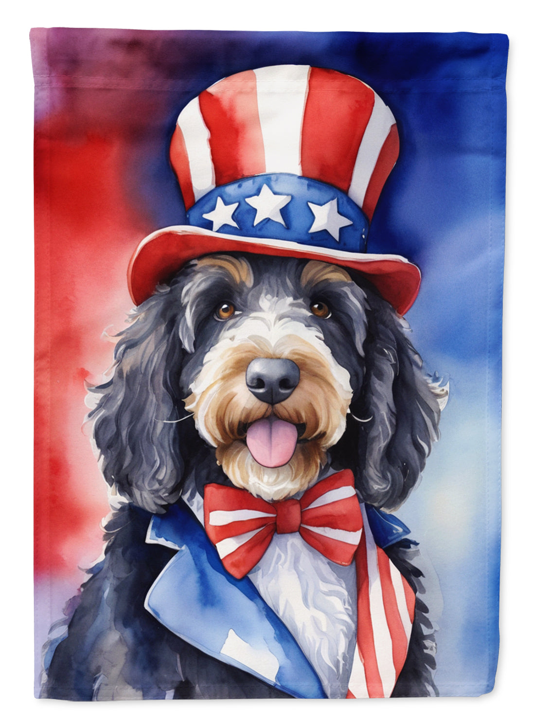Bernedoodle Patriotic American Garden Flag