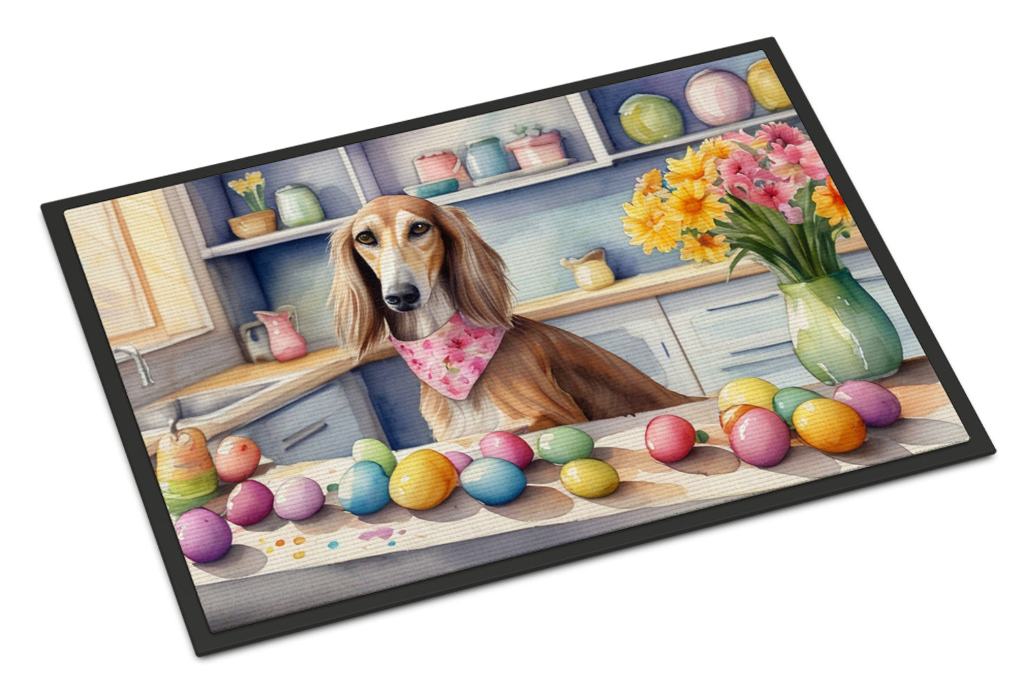 Decorating Easter Saluki Doormat