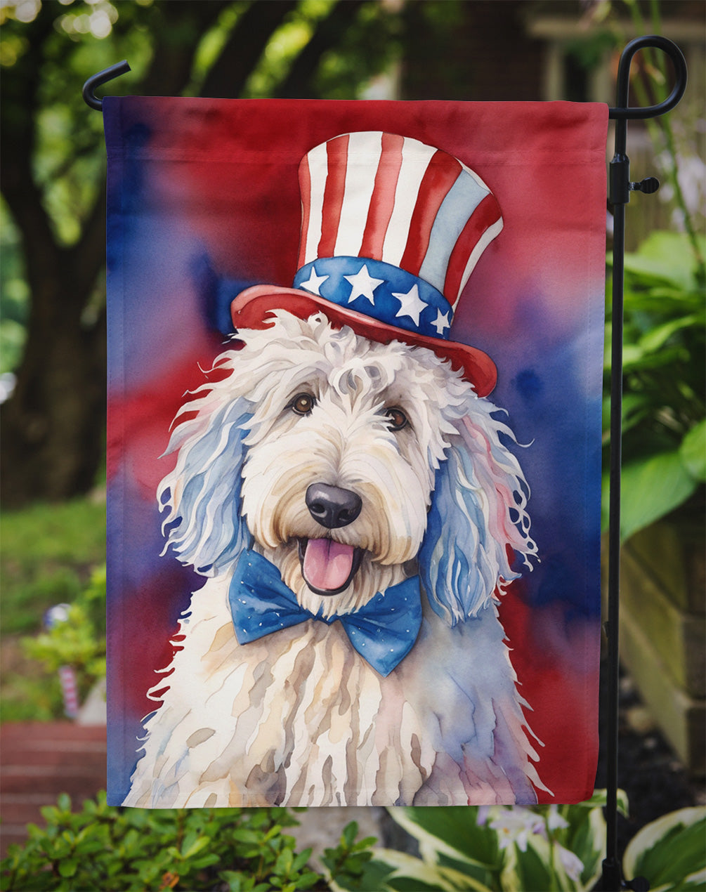 Komondor Patriotic American Garden Flag