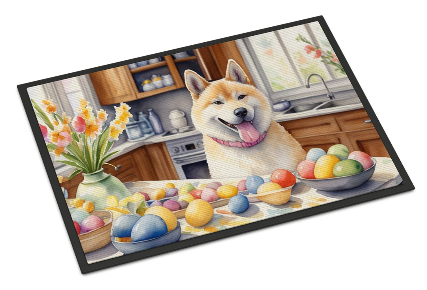 Decorating Easter Akita Doormat