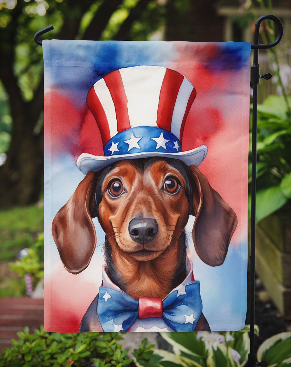 Dachshund Patriotic American Garden Flag