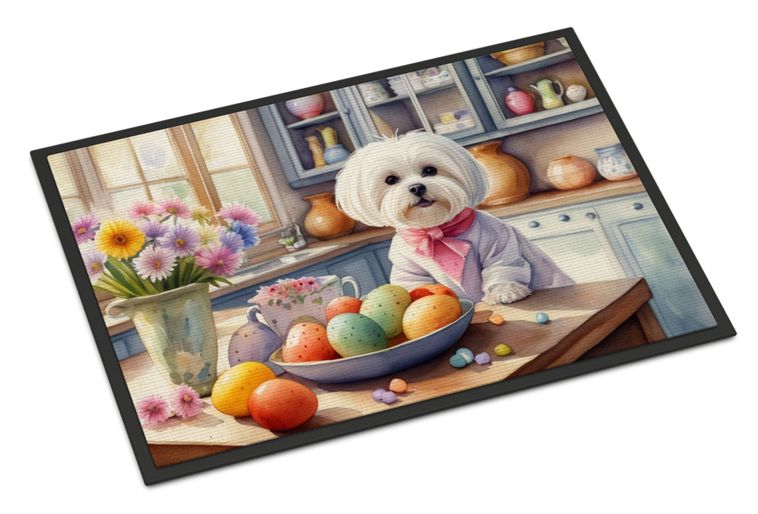 Decorating Easter Maltese Doormat
