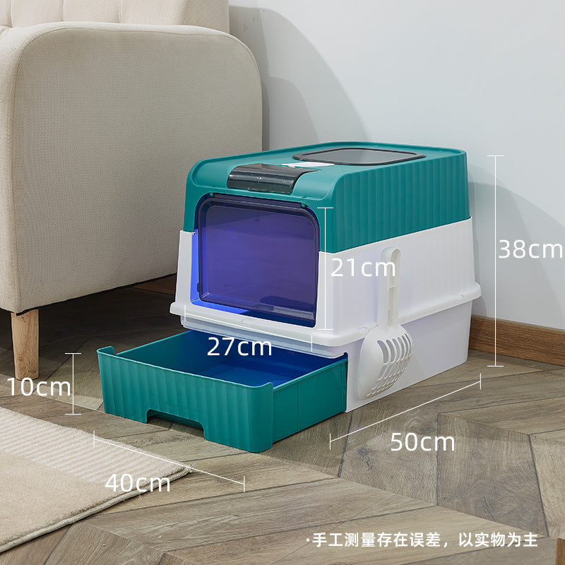 Large Closed Cat Litter Box with Anti-Splash Design