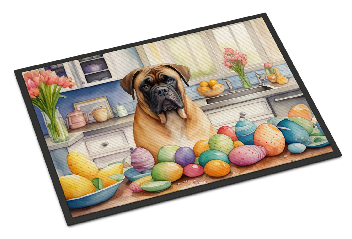 Decorating Easter Bullmastiff Doormat