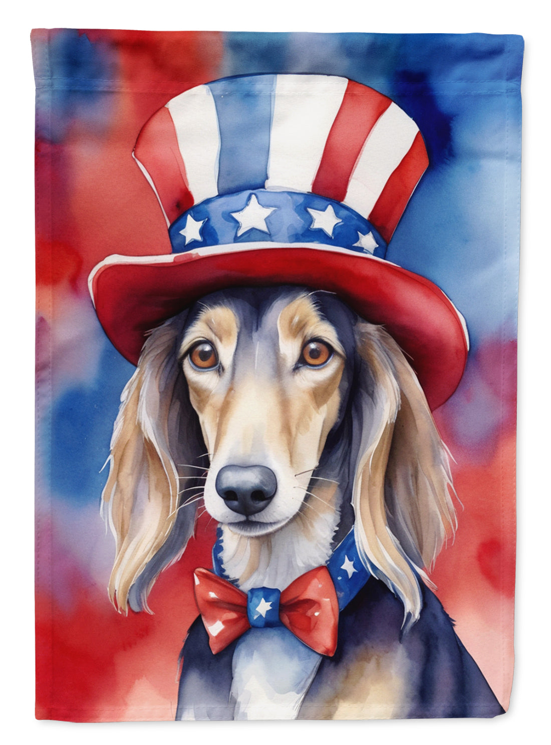 Saluki Patriotic American House Flag